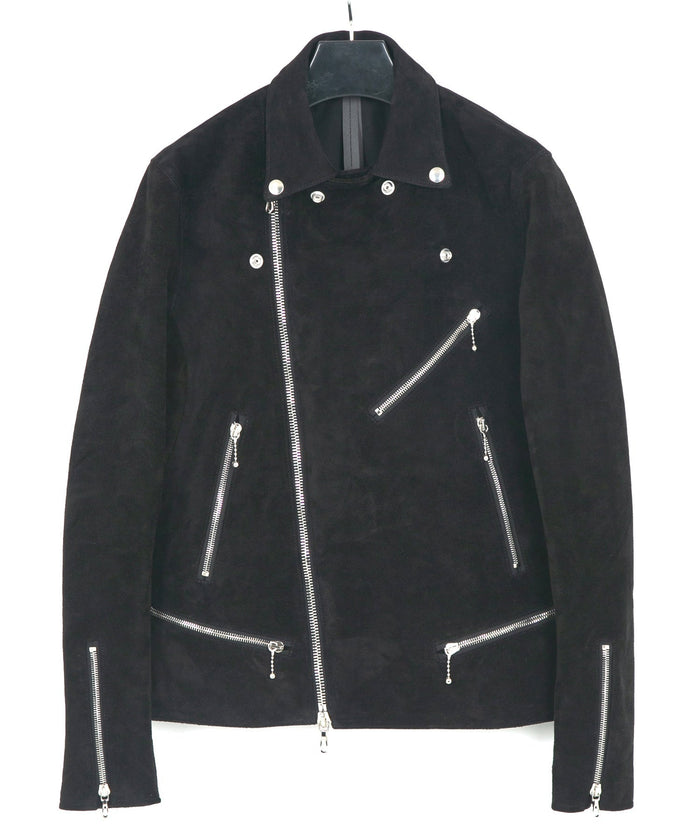 スエード ホースハイド DIVINE ダブルライダースジャケット - BLACK