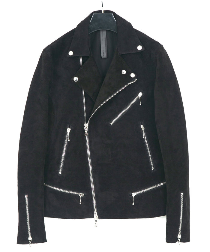 スエード ホースハイド DIVINE ダブルライダースジャケット - BLACK