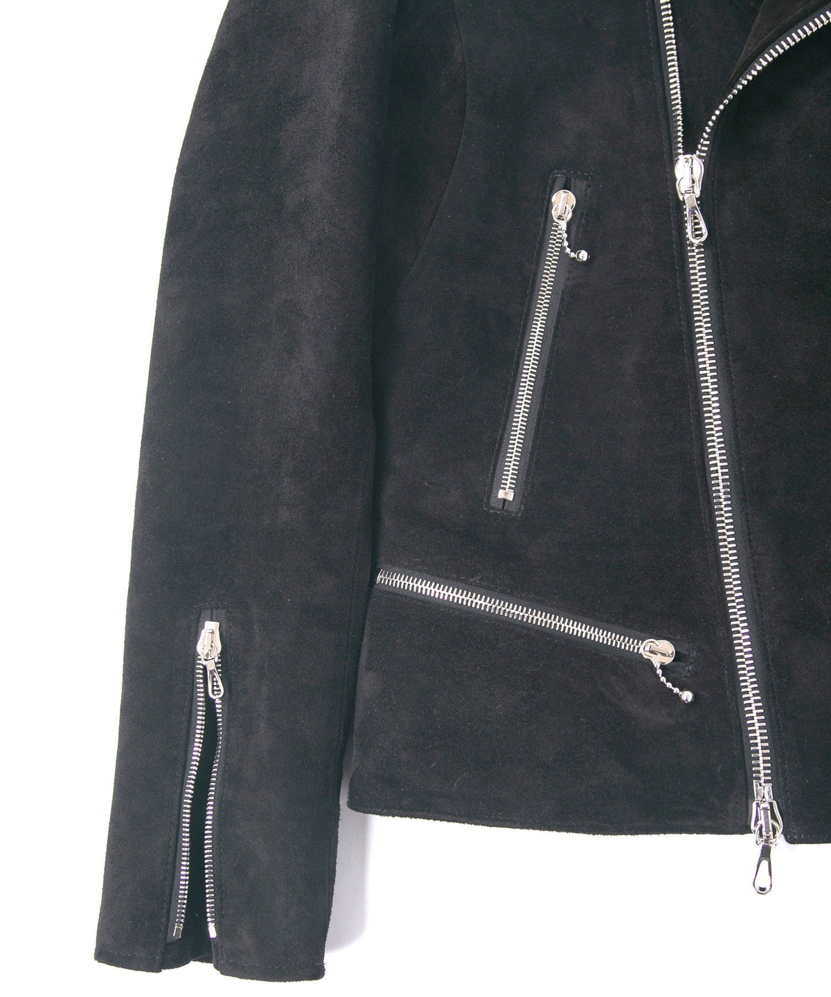 スエード ホースハイド DIVINE ダブルライダースジャケット - BLACK