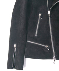 スエード ホースハイド DIVINE ダブルライダースジャケット - BLACK