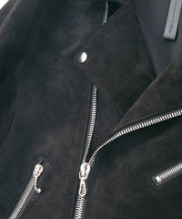 スエード ホースハイド DIVINE ダブルライダースジャケット - BLACK