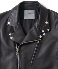 オイルカーフ BIRD MAN ダブルライダースジャケット - BLACK