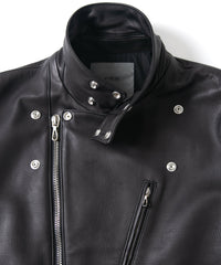 オイルカーフ BIRD MAN ダブルライダースジャケット - BLACK