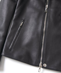 オイルカーフ BIRD MAN ダブルライダースジャケット - BLACK