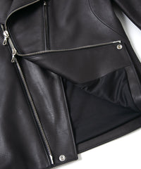 オイルカーフ BIRD MAN ダブルライダースジャケット - BLACK