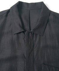 後染めレーヨン リネン ワッシャークロス カバーオール - BLACK