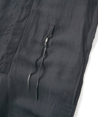 後染めレーヨン リネン ワッシャークロス カバーオール - BLACK