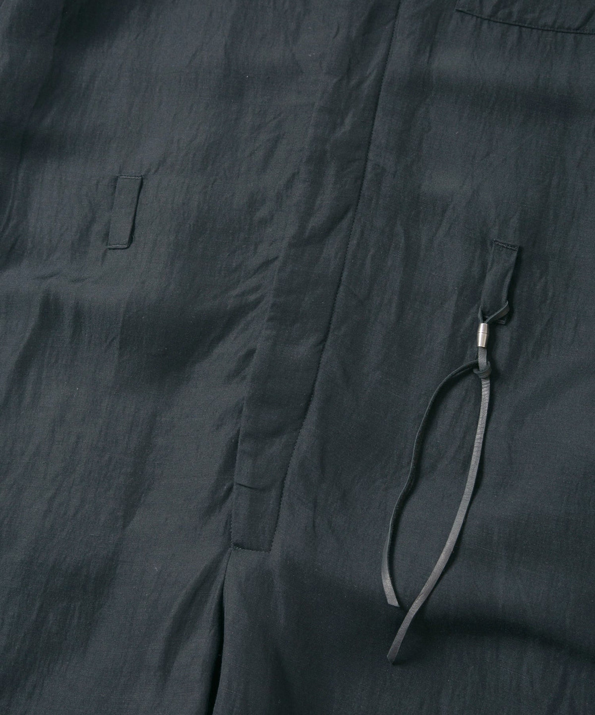 後染めレーヨン リネン ワッシャークロス カバーオール - BLACK