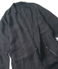 後染めレーヨン リネン ワッシャークロス カバーオール - BLACK