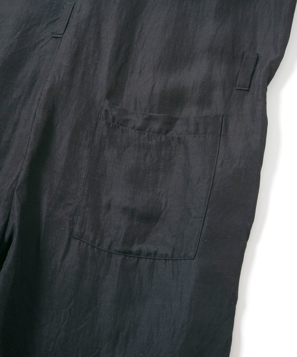 後染めレーヨン リネン ワッシャークロス カバーオール - BLACK