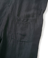 後染めレーヨン リネン ワッシャークロス カバーオール - BLACK