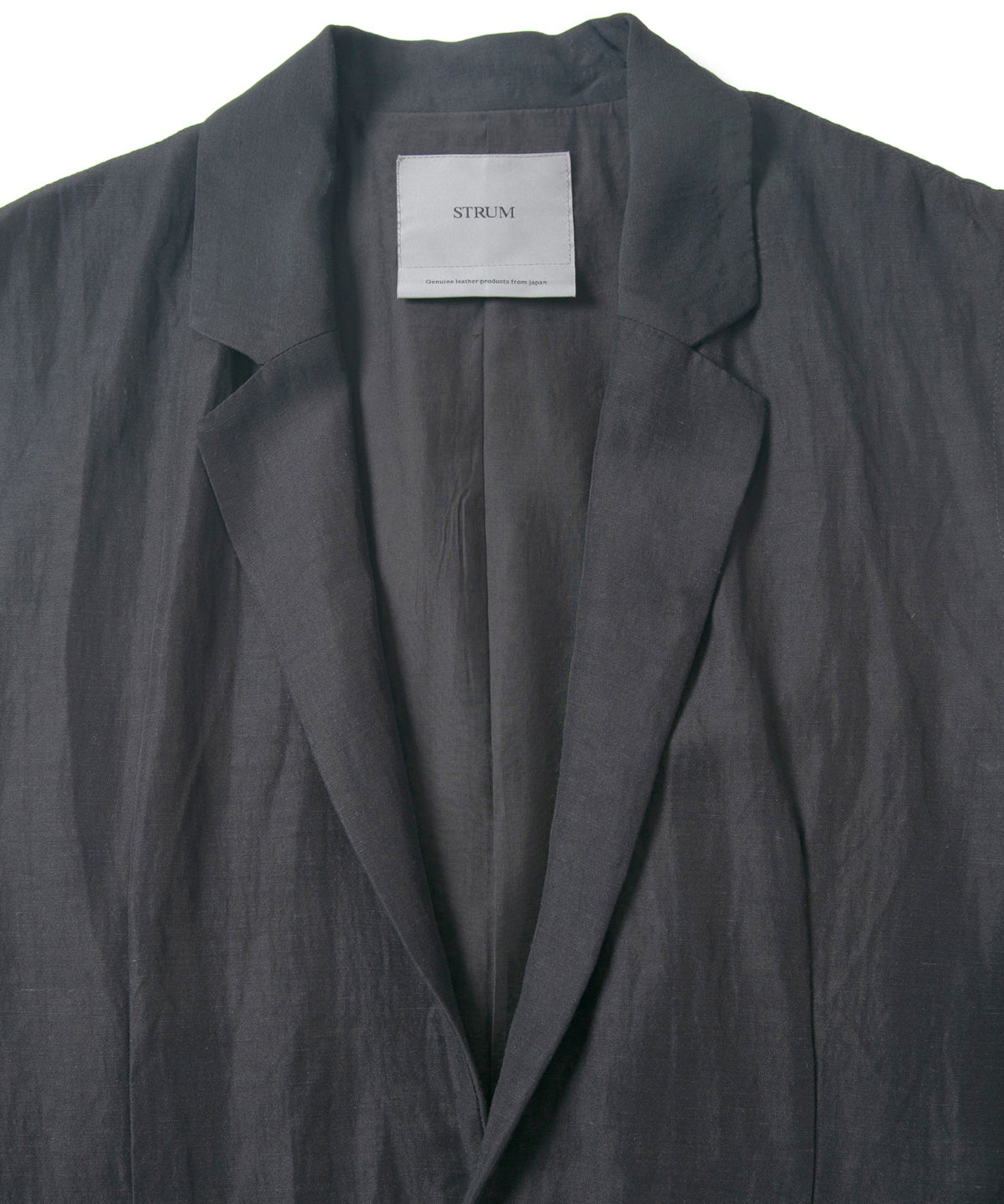 後染めレーヨン リネン ワッシャークロス テーラードベスト- BLACK