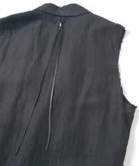 Load image into Gallery viewer, Washer Dyed Rayon&amp;Linen Cloth Tailored Vest - BLACK