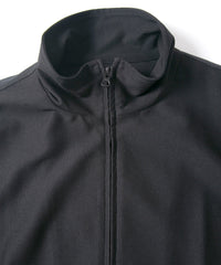 ポリ キュプラ ナイロン ハイブリッドジャージ トラックジャケット - BLACK