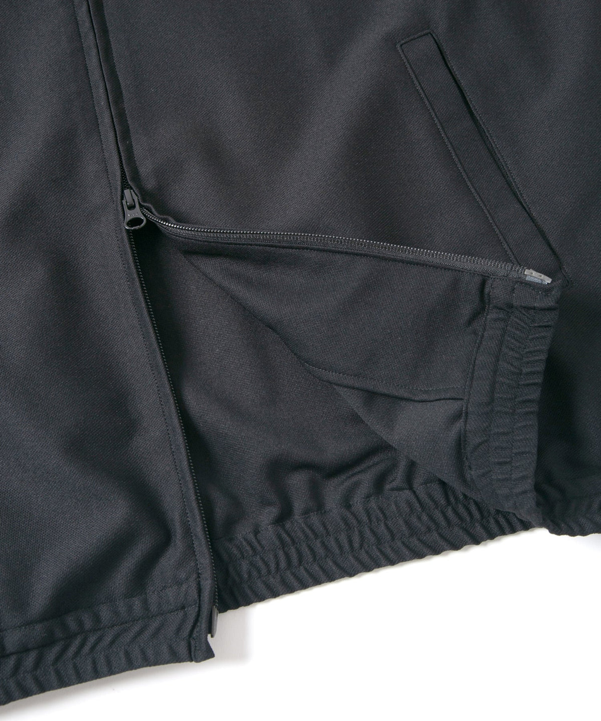 ポリ キュプラ ナイロン ハイブリッドジャージ トラックジャケット - BLACK