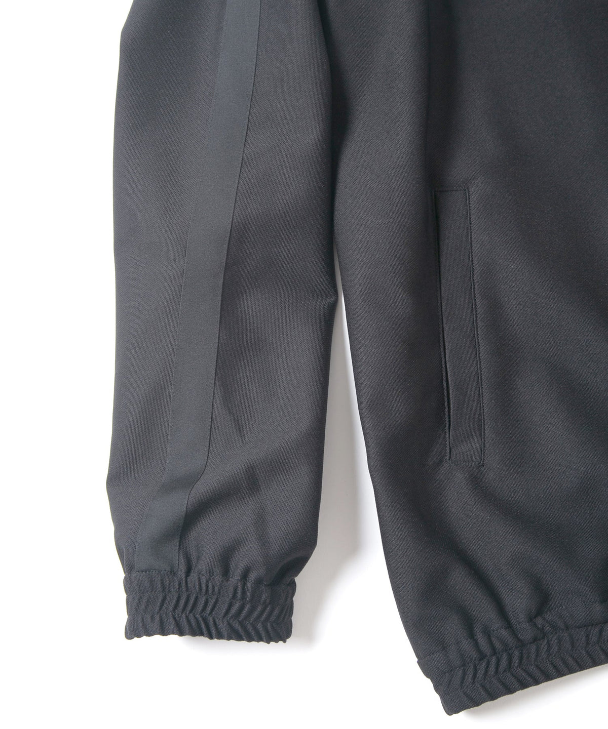 ポリ キュプラ ナイロン ハイブリッドジャージ トラックジャケット - BLACK