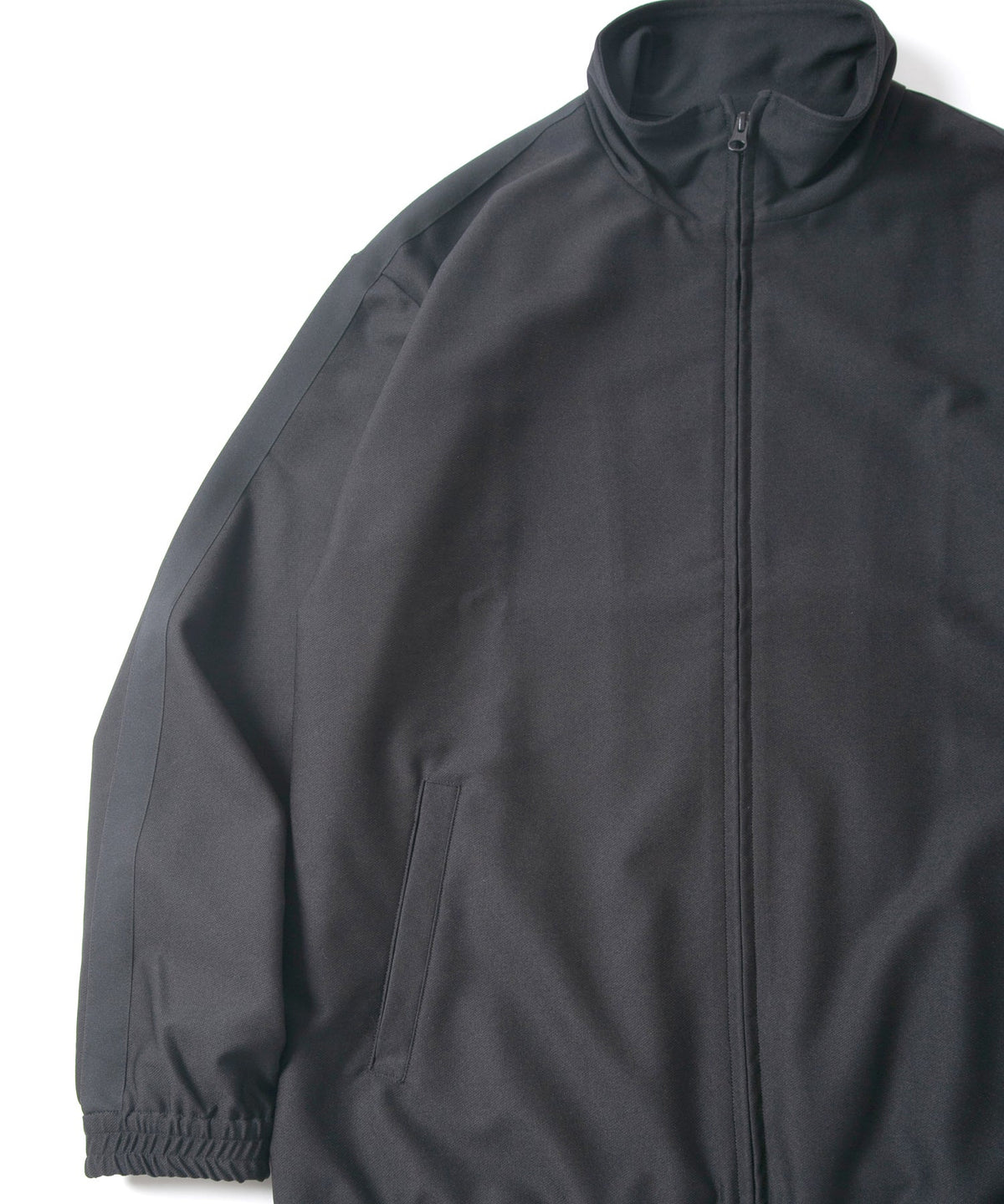 ポリ キュプラ ナイロン ハイブリッドジャージ トラックジャケット - BLACK