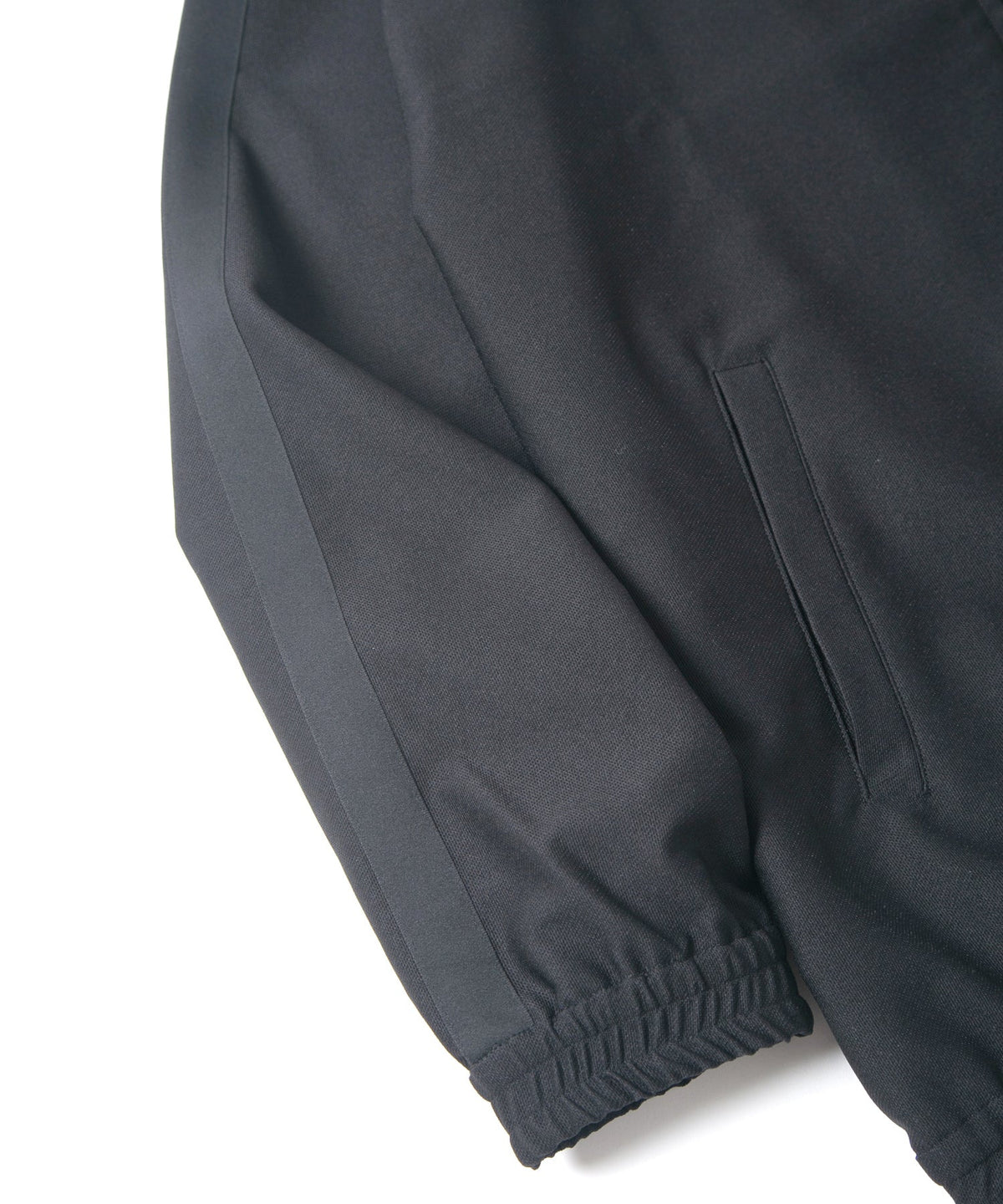 ポリ キュプラ ナイロン ハイブリッドジャージ トラックジャケット - BLACK