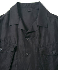 Load image into Gallery viewer, Washer Dyed Rayon&amp;Linen Cloth Military Shirts Blouson - BLACK