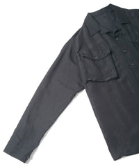 Load image into Gallery viewer, Washer Dyed Rayon&amp;Linen Cloth Military Shirts Blouson - BLACK