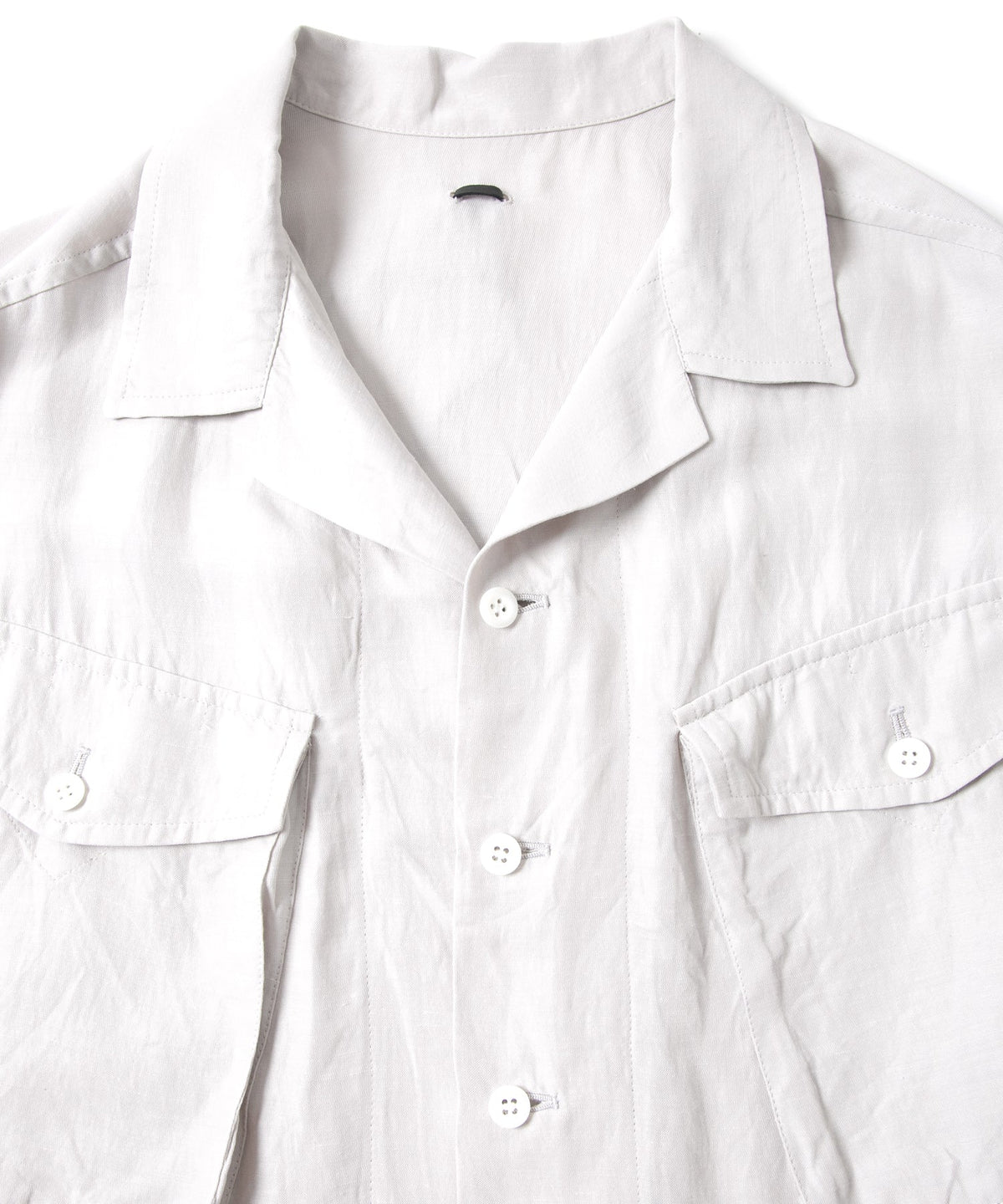 Washer Dyed Rayon&Linen Cloth Military Shirts Blouson - ASH