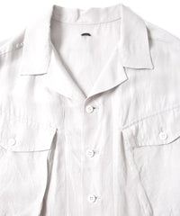 Washer Dyed Rayon&Linen Cloth Military Shirts Blouson - ASH