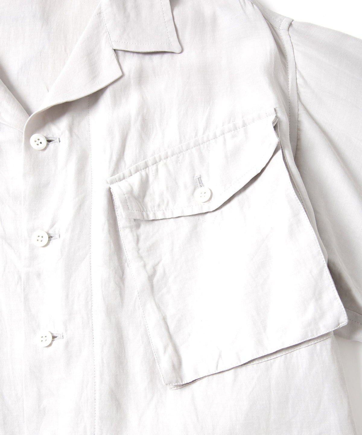 Washer Dyed Rayon&Linen Cloth Military Shirts Blouson - ASH