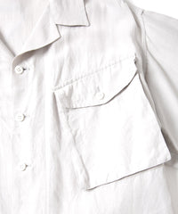 Washer Dyed Rayon&Linen Cloth Military Shirts Blouson - ASH