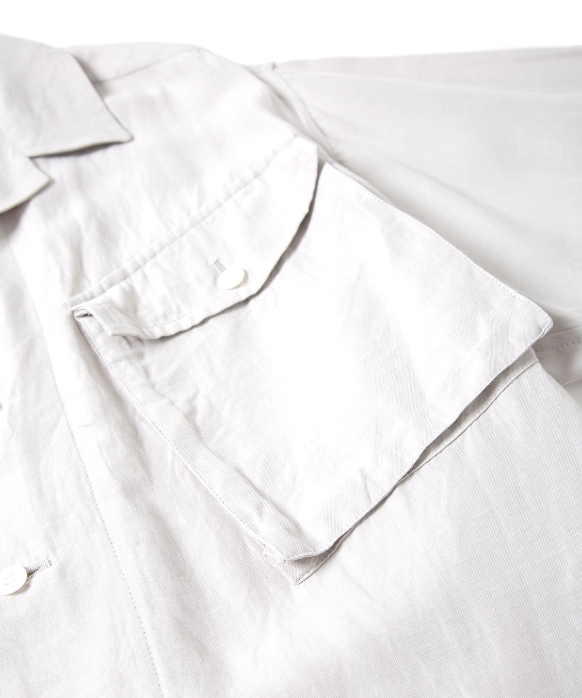 Washer Dyed Rayon&Linen Cloth Military Shirts Blouson - ASH