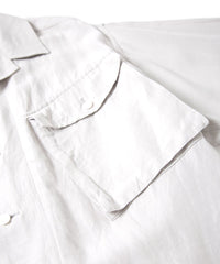 Washer Dyed Rayon&Linen Cloth Military Shirts Blouson - ASH