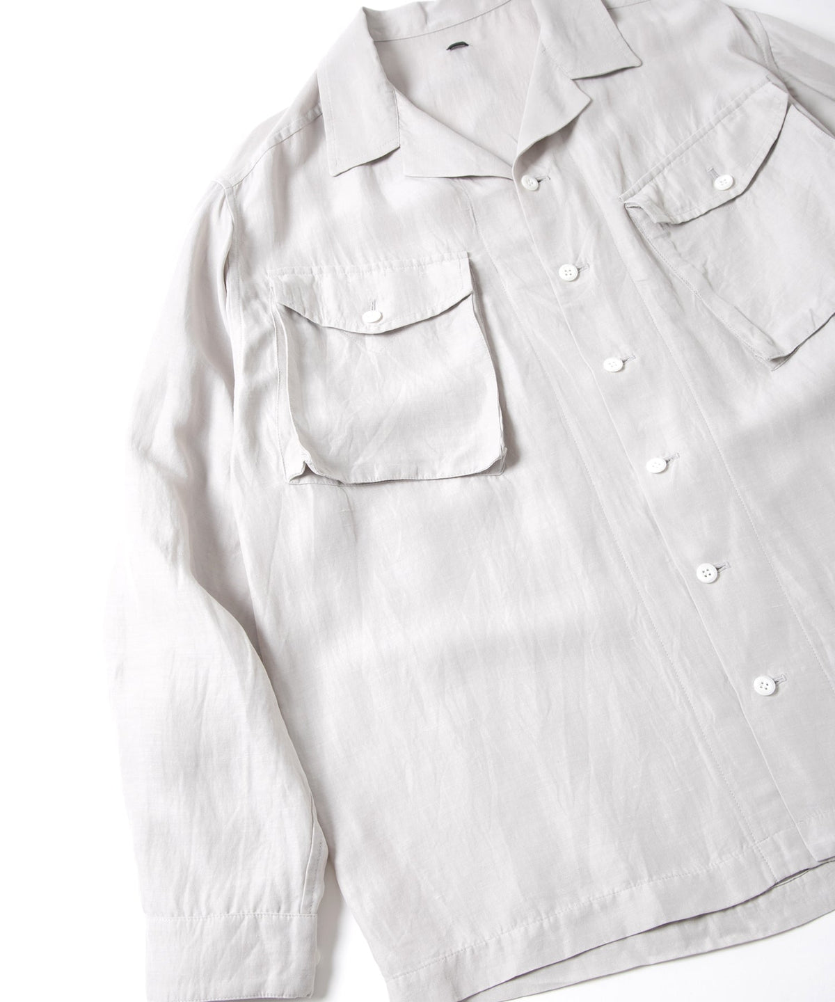 Washer Dyed Rayon&Linen Cloth Military Shirts Blouson - ASH