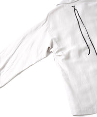 Washer Dyed Rayon&Linen Cloth Military Shirts Blouson - ASH