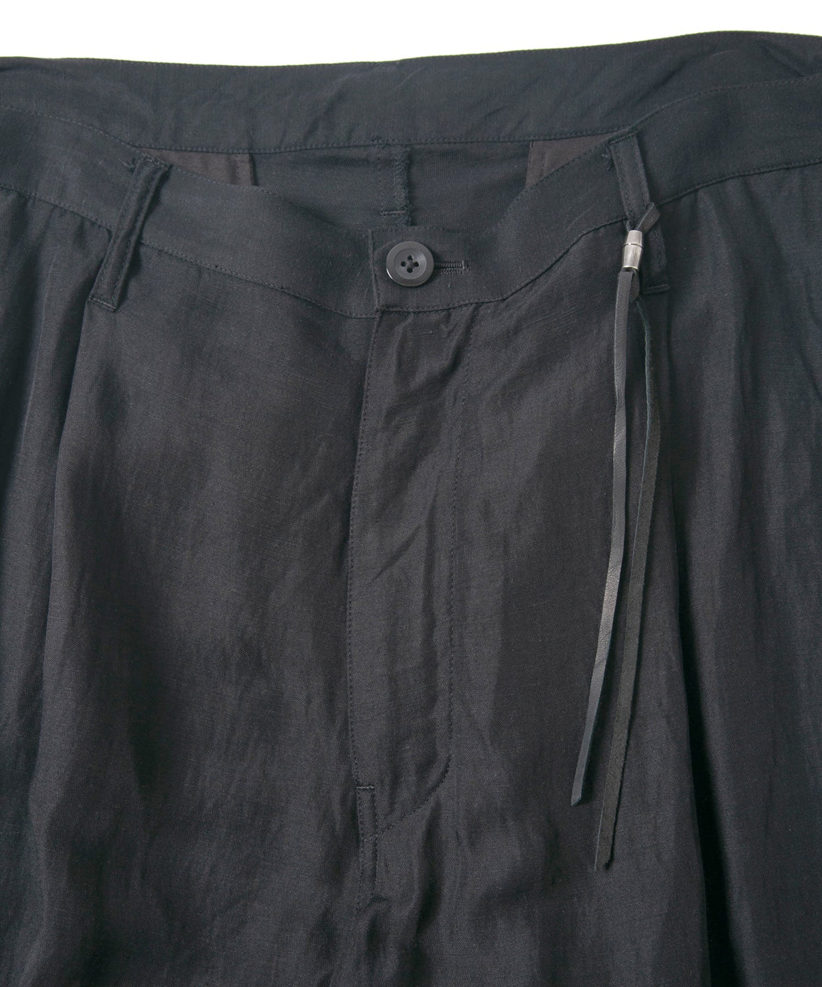 Washer Dyed Rayon&Linen Cloth Wide Pants - BLACK