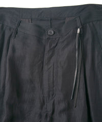 Washer Dyed Rayon&Linen Cloth Wide Pants - BLACK