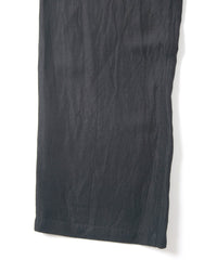 Washer Dyed Rayon&Linen Cloth Wide Pants - BLACK