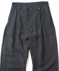 Washer Dyed Rayon&Linen Cloth Wide Pants - BLACK