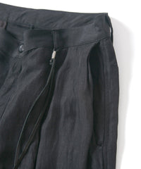 Washer Dyed Rayon&Linen Cloth Wide Pants - BLACK