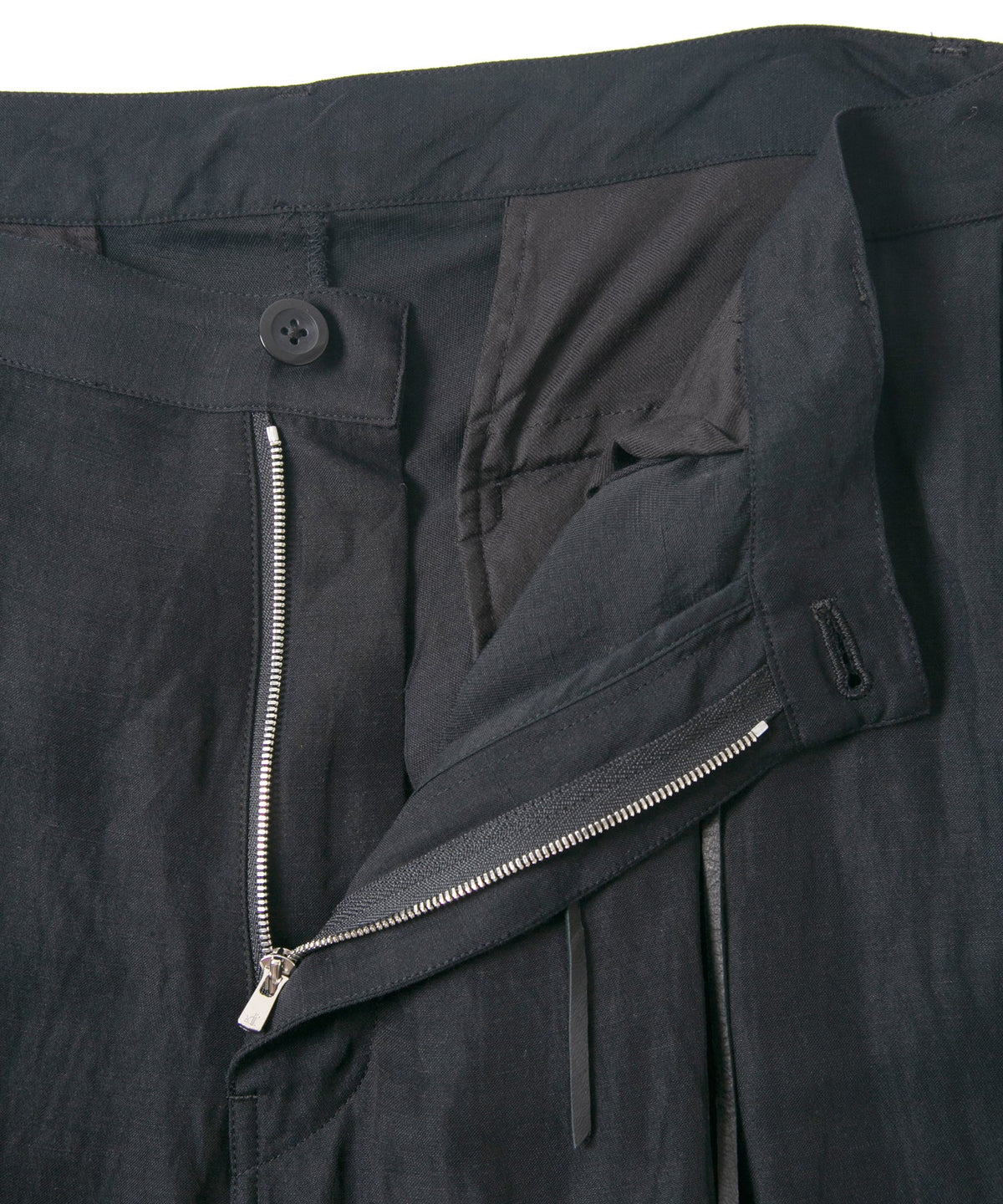 Washer Dyed Rayon&Linen Cloth Wide Pants - BLACK