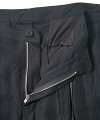 Washer Dyed Rayon&Linen Cloth Wide Pants - BLACK