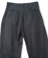 Washer Dyed Rayon&Linen Cloth Wide Pants - BLACK