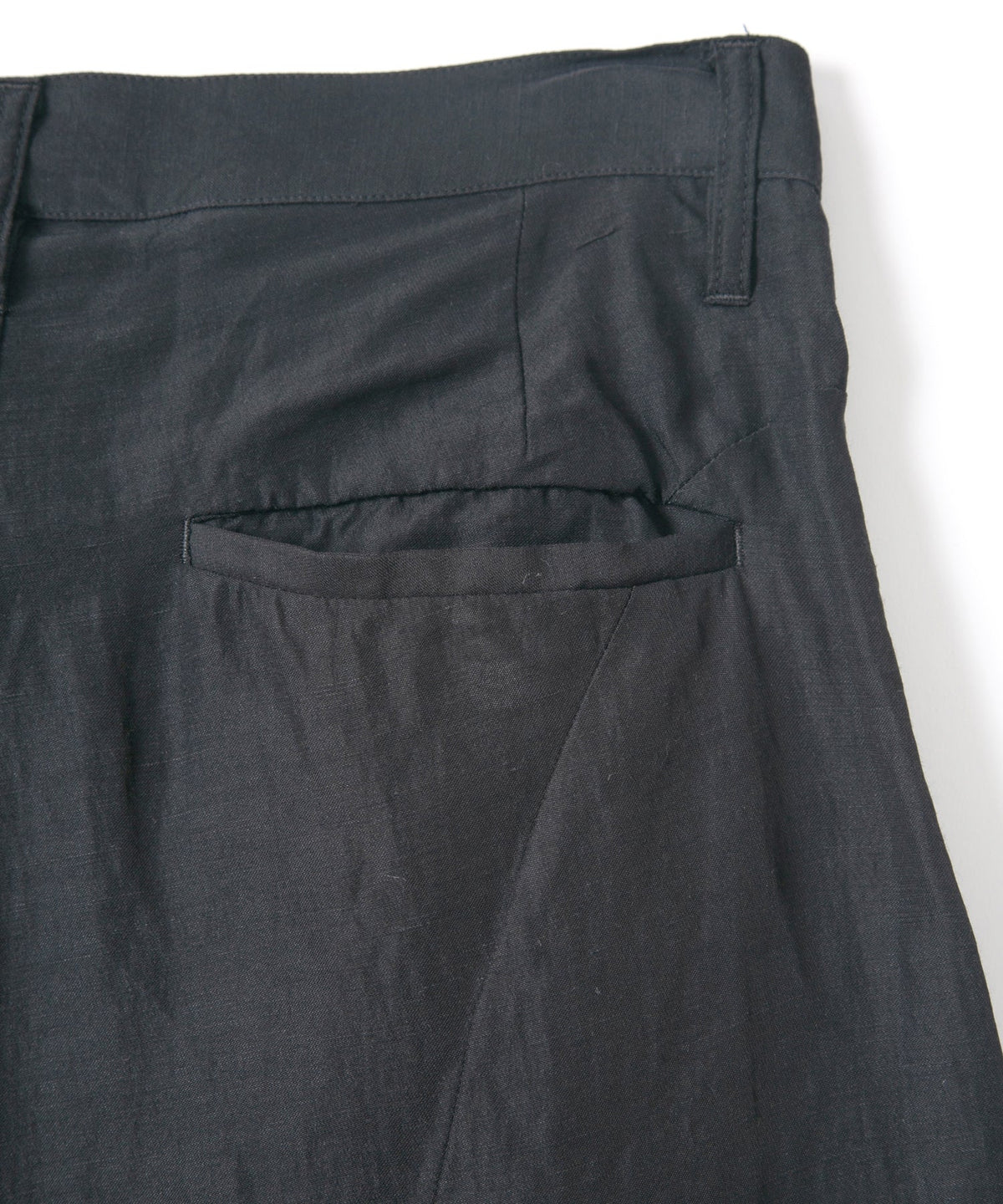 Washer Dyed Rayon&Linen Cloth Wide Pants - BLACK