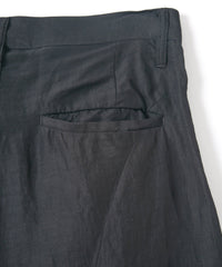 Washer Dyed Rayon&Linen Cloth Wide Pants - BLACK