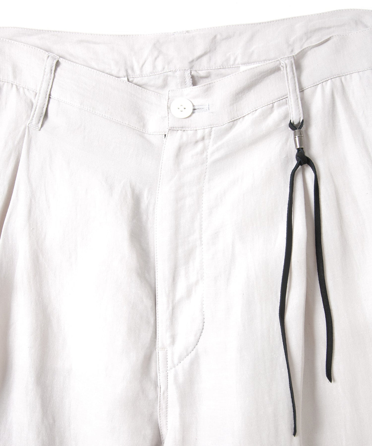 後染めレーヨン リネン ワッシャークロス ワイドパンツ - ASH