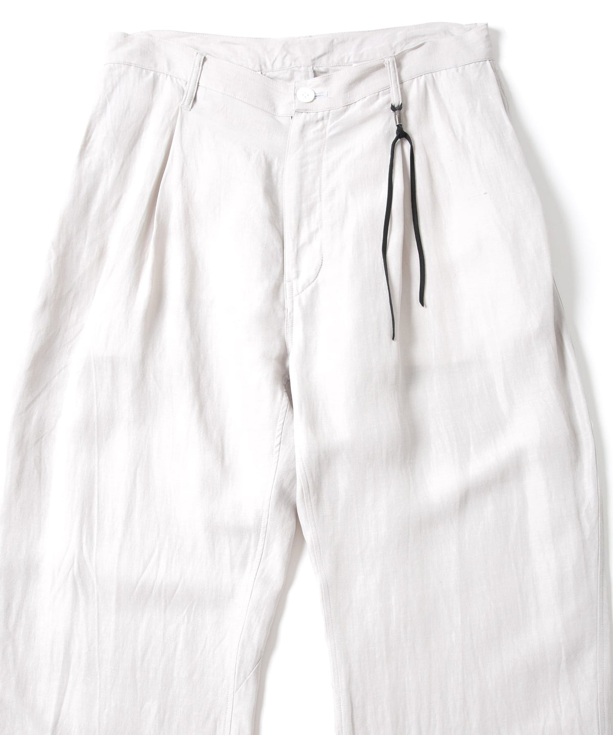 後染めレーヨン リネン ワッシャークロス ワイドパンツ - ASH