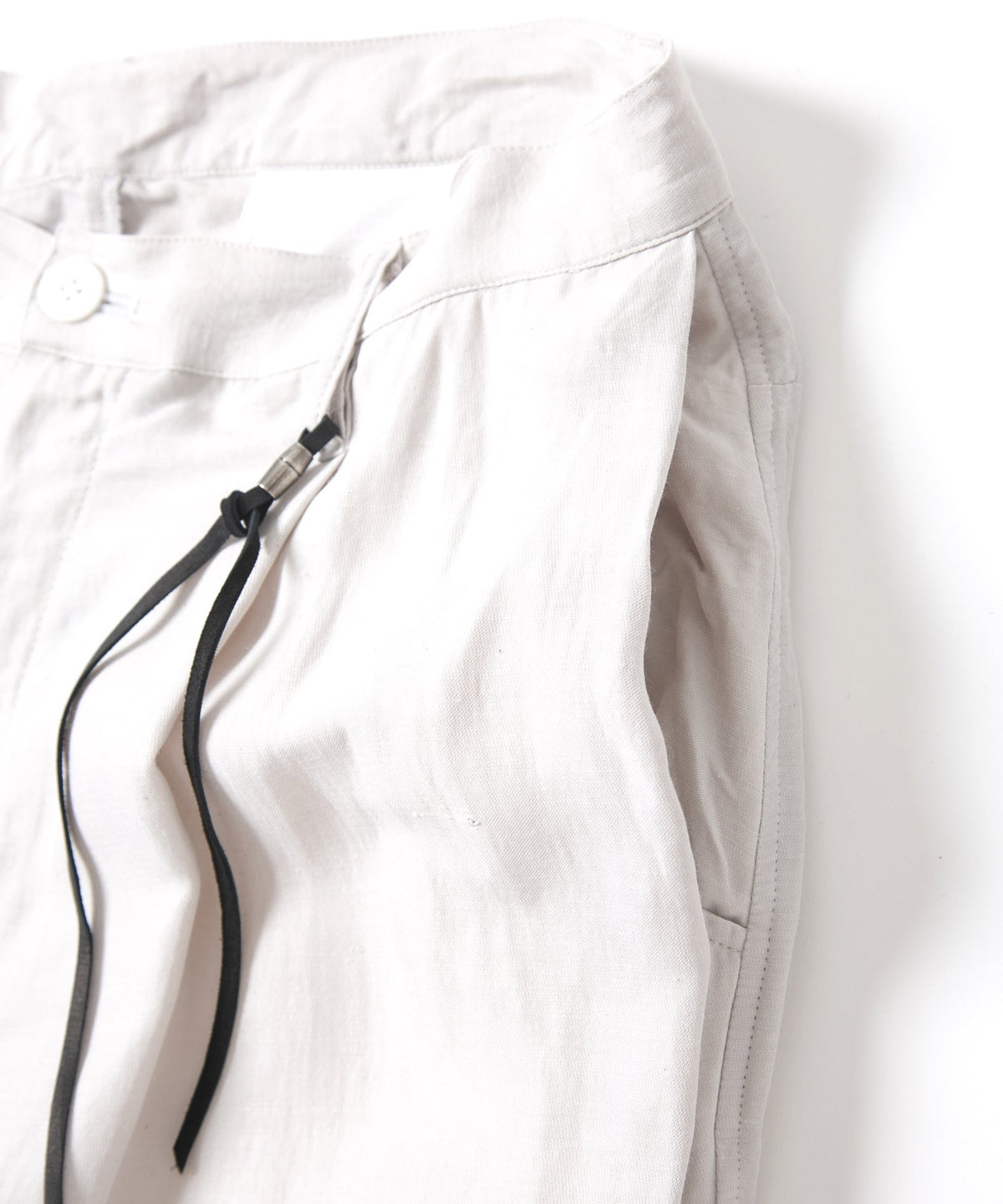 後染めレーヨン リネン ワッシャークロス ワイドパンツ - ASH