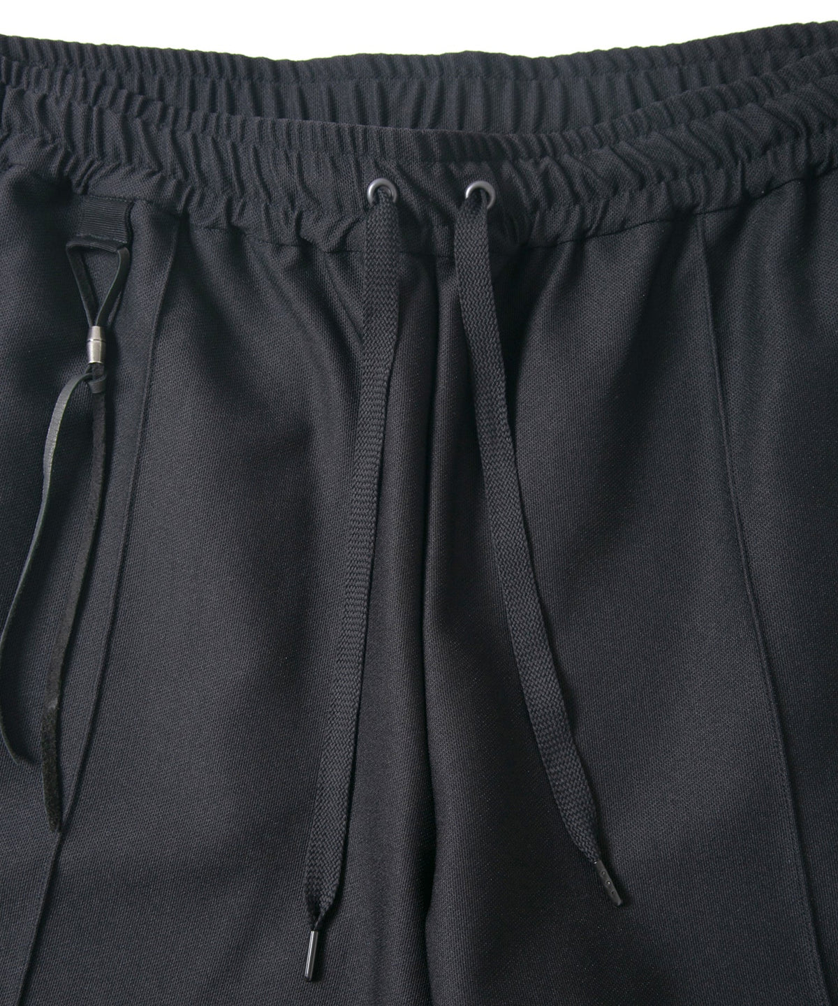 ポリ キュプラ ナイロン ハイブリッドジャージ トラック テーパードパンツ - BLACK