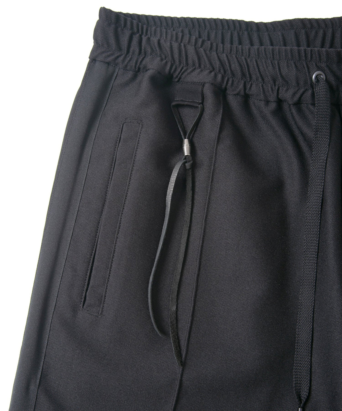 ポリ キュプラ ナイロン ハイブリッドジャージ トラック テーパードパンツ - BLACK