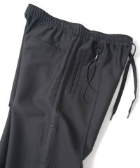 ポリ キュプラ ナイロン ハイブリッドジャージ トラック テーパードパンツ - BLACK