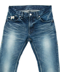 12.5oz オーガニックコットン ストレッチデニム TIGHT JOE タイトストレート ユーズド加工 - INDIGO