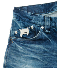 12.5oz オーガニックコットン ストレッチデニム TIGHT JOE タイトストレート ユーズド加工 - INDIGO